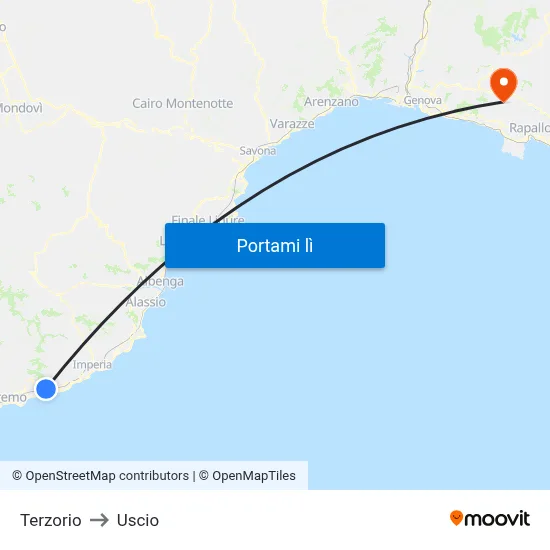 Terzorio to Uscio map