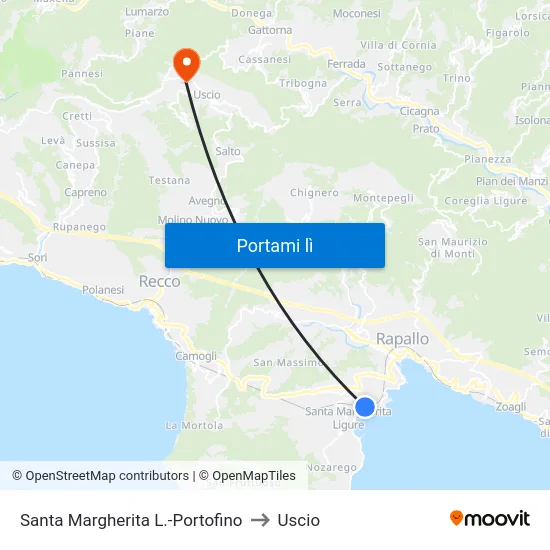 Santa Margherita L.-Portofino to Uscio map
