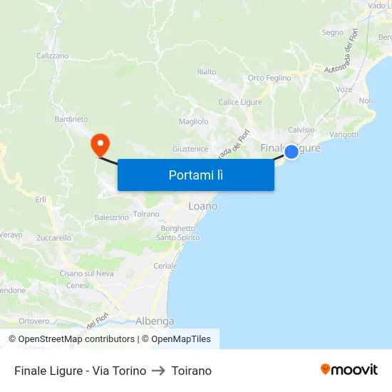 Finale Ligure - Via Torino to Toirano map