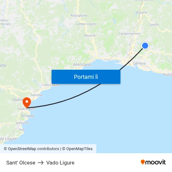 Sant' Olcese to Vado Ligure map