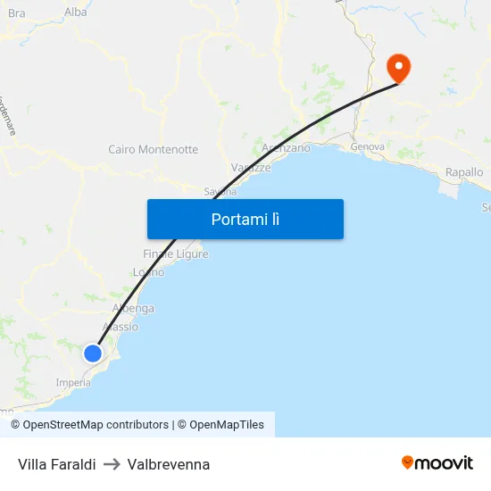 Villa Faraldi to Valbrevenna map