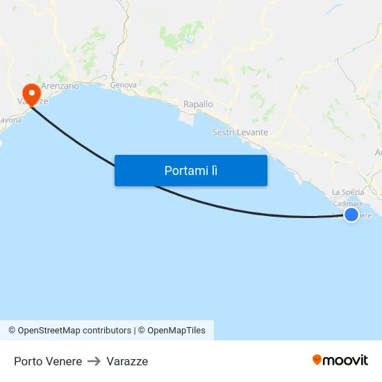 Porto Venere to Varazze map