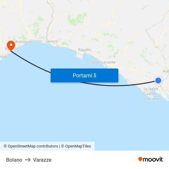 Bolano to Varazze map