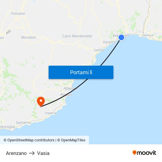 Arenzano to Vasia map