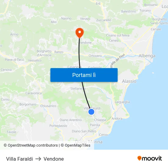 Villa Faraldi to Vendone map