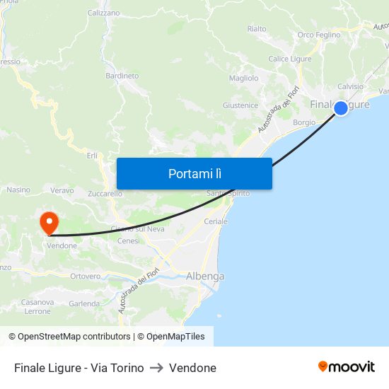 Finale Ligure - Via Torino to Vendone map