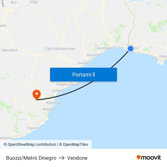 Buozzi/Metrò Dinegro to Vendone map