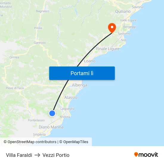 Villa Faraldi to Vezzi Portio map