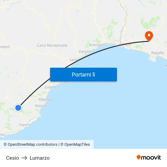 Cesio to Lumarzo map