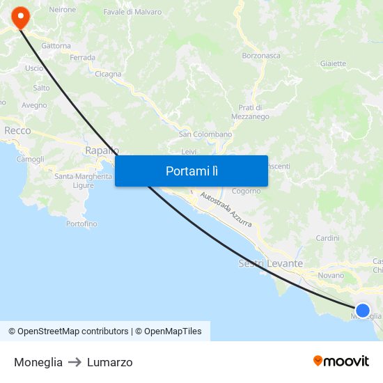 Moneglia to Lumarzo map