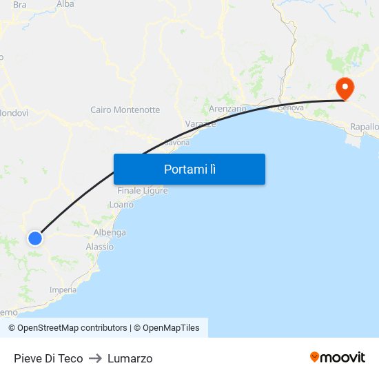 Pieve Di Teco to Lumarzo map