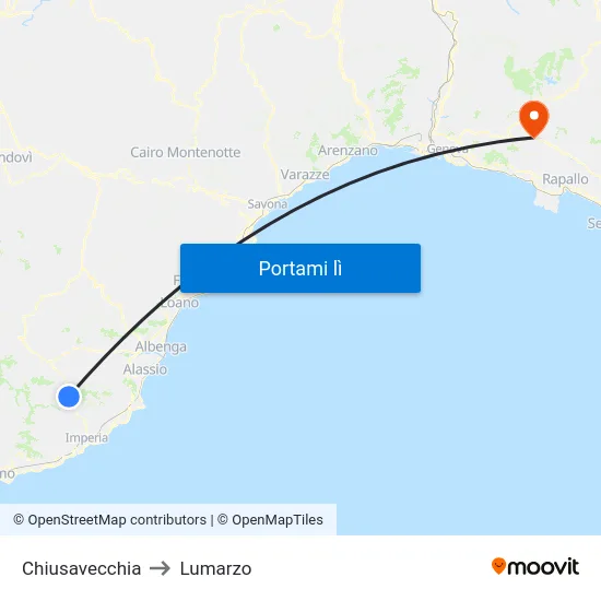 Chiusavecchia to Lumarzo map