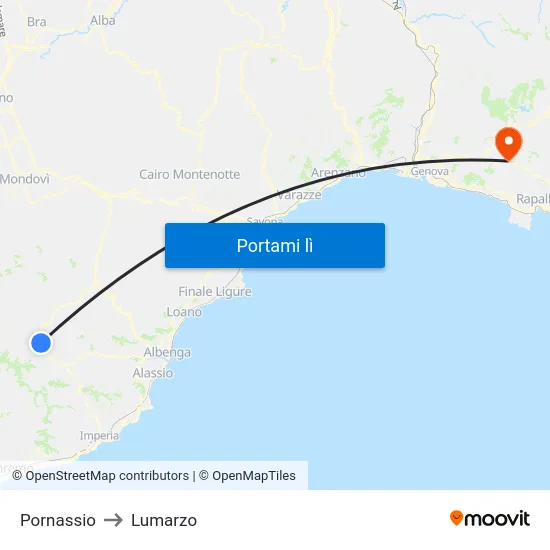 Pornassio to Lumarzo map