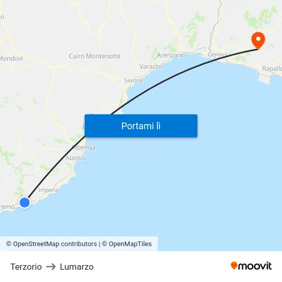 Terzorio to Lumarzo map