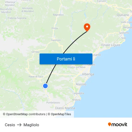 Cesio to Magliolo map