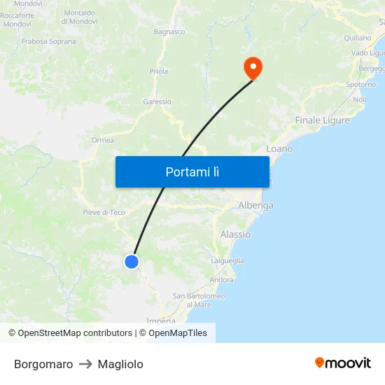 Borgomaro to Magliolo map
