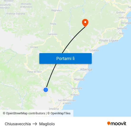 Chiusavecchia to Magliolo map