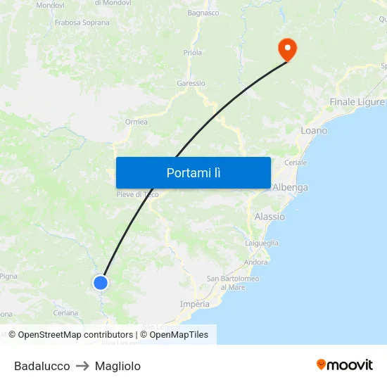 Badalucco to Magliolo map