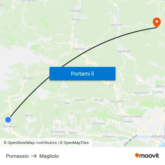 Pornassio to Magliolo map