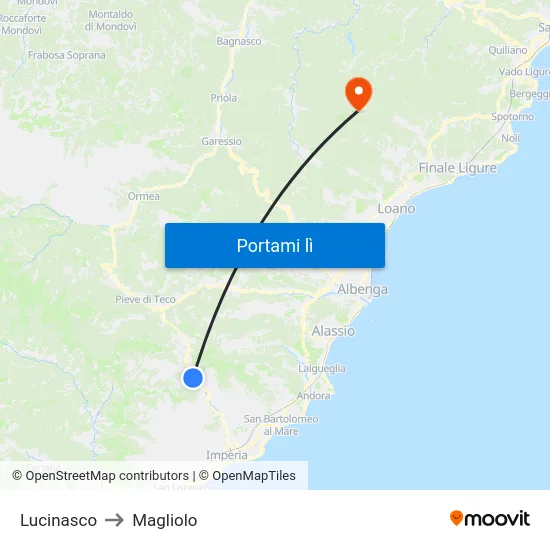 Lucinasco to Magliolo map