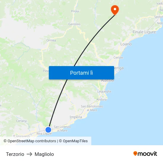 Terzorio to Magliolo map