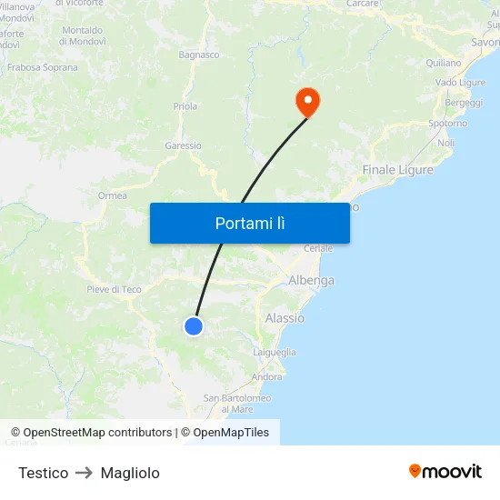 Testico to Magliolo map