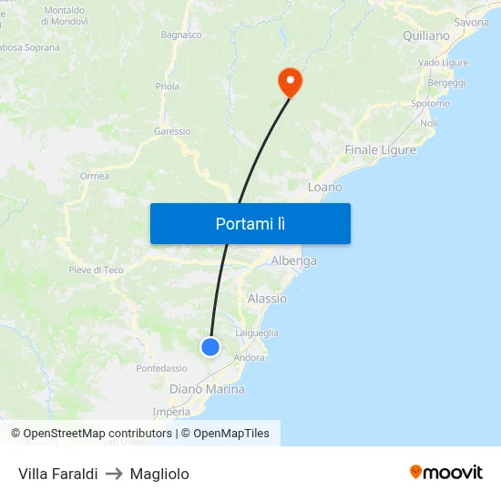 Villa Faraldi to Magliolo map