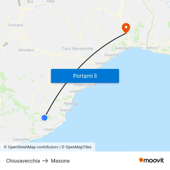 Chiusavecchia to Masone map