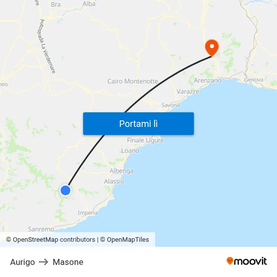 Aurigo to Masone map