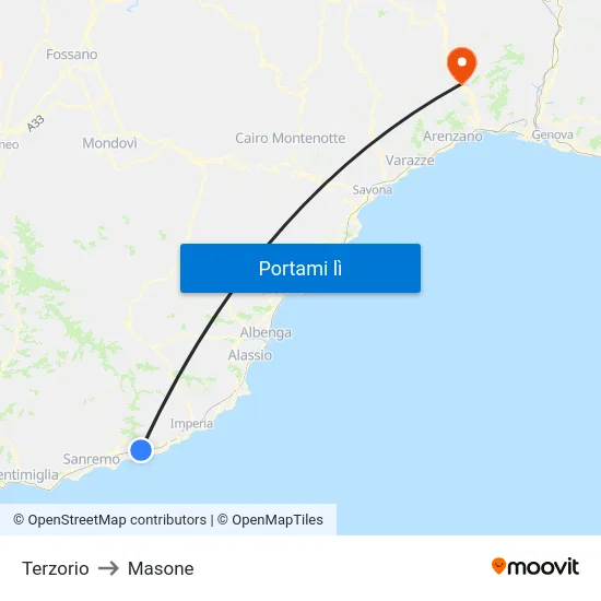 Terzorio to Masone map