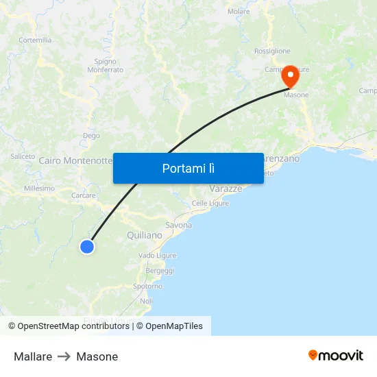 Mallare to Masone map