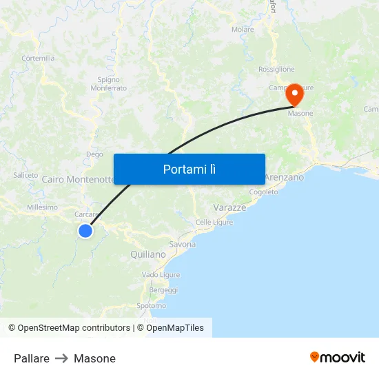 Pallare to Masone map