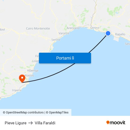 Pieve Ligure to Villa Faraldi map