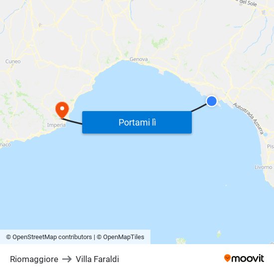 Riomaggiore to Villa Faraldi map