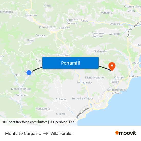 Montalto Carpasio to Villa Faraldi map