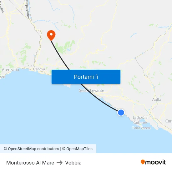 Monterosso Al Mare to Vobbia map