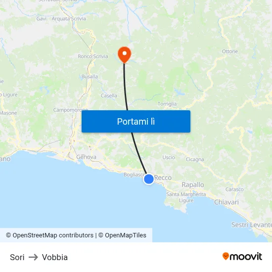Sori to Vobbia map
