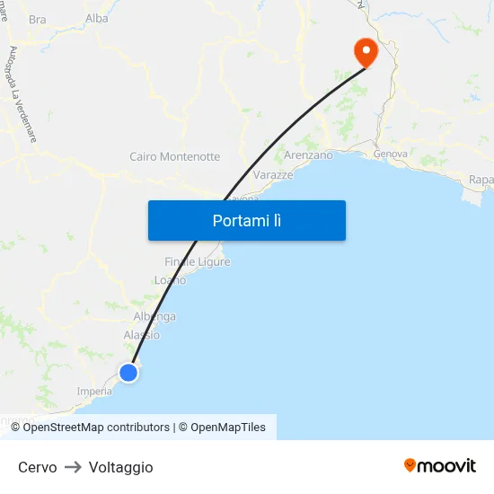 Cervo to Voltaggio map