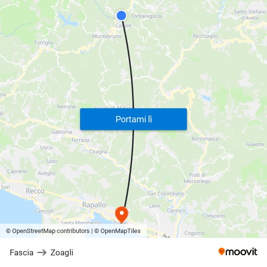 Fascia to Zoagli map