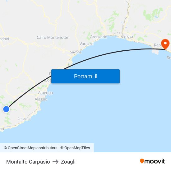 Montalto Carpasio to Zoagli map