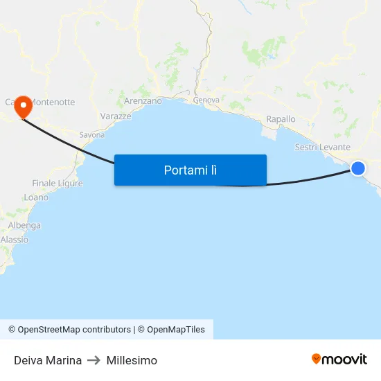 Deiva Marina to Millesimo map
