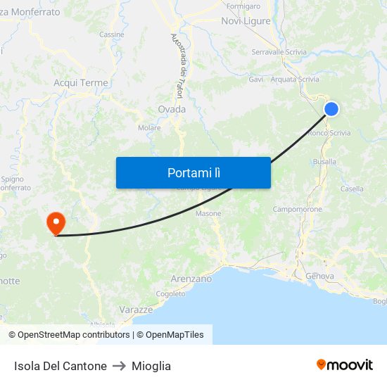 Isola Del Cantone to Mioglia map