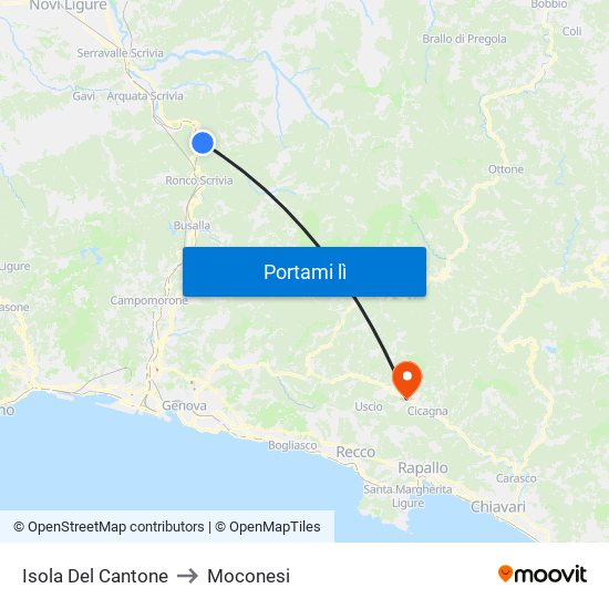Isola Del Cantone to Moconesi map