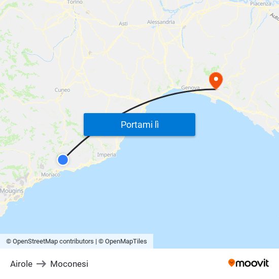 Airole to Moconesi map