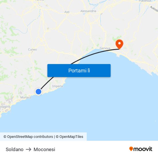 Soldano to Moconesi map