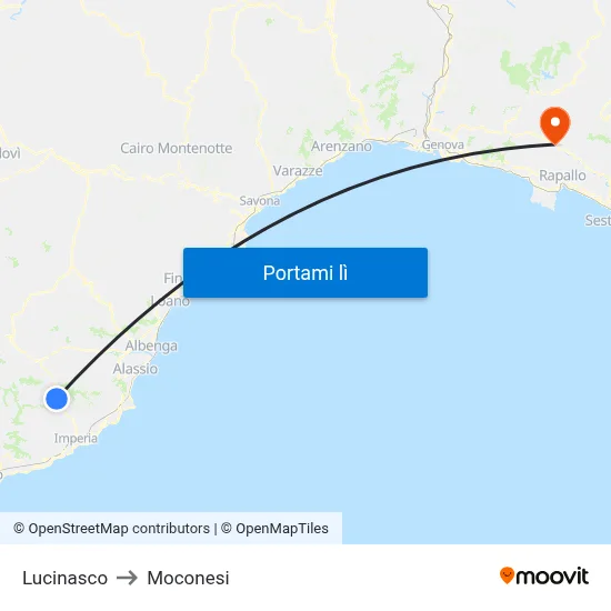 Lucinasco to Moconesi map