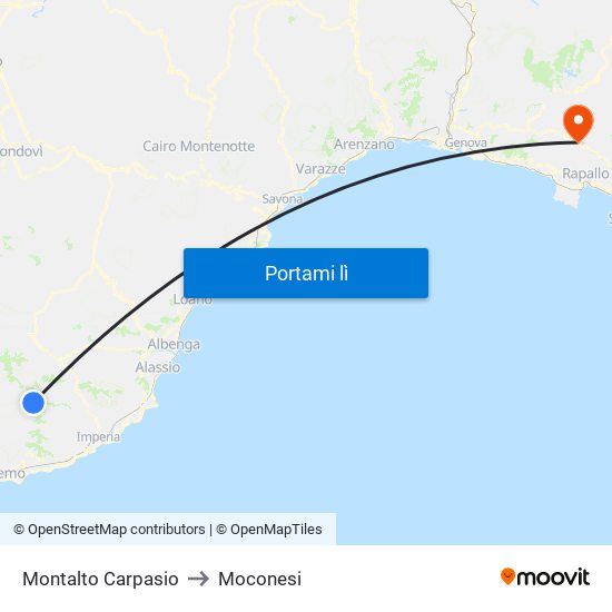 Montalto Carpasio to Moconesi map