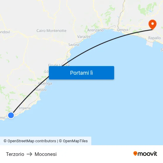Terzorio to Moconesi map