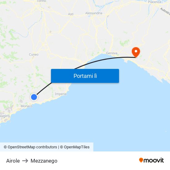 Airole to Mezzanego map
