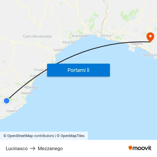 Lucinasco to Mezzanego map